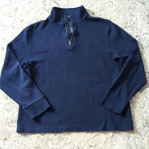 Nautica Long Sleeve 1/4 Zip Polo Mens Pullover Size XL Navy